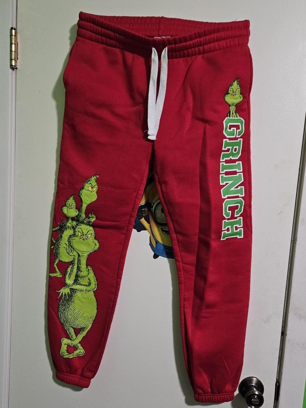 Grinch Red Jogger Sweatpants with Graphic Detail
